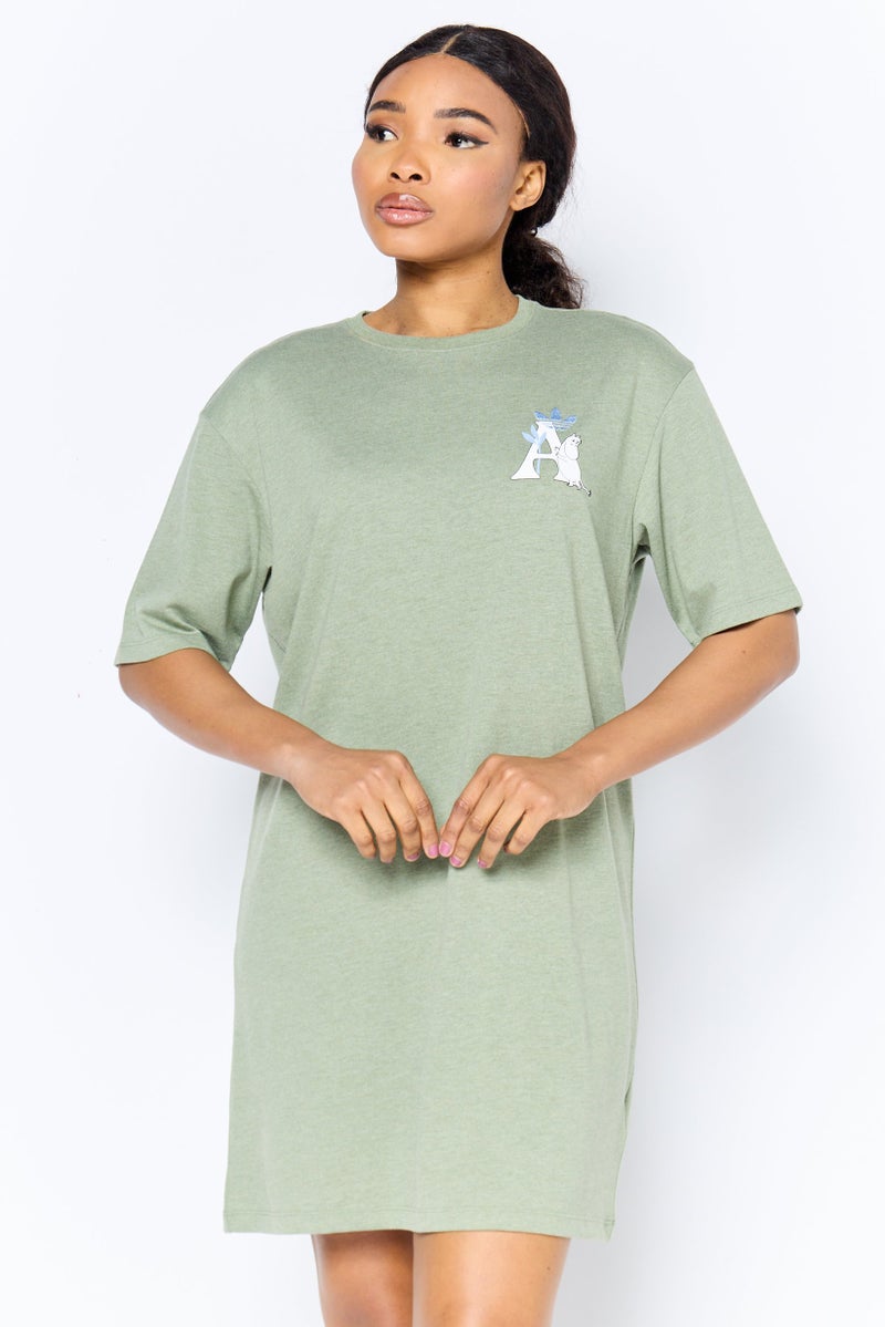 adidas Originals Adidas Originals x Moomin Women Sportswear Fit Short Sleeves Outdoor Dress, Sage Green - Image 1