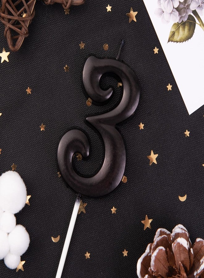 PHD CAKE 2.76 Inch Elegant Black 3 Number Birthday Candles, Black Number Candles, Cake Number Candles, Party Celebration - Image 2