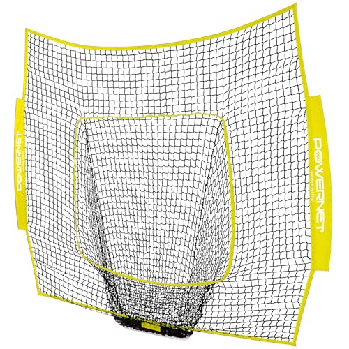PowerNet Baseball & Softball 7x7 FT Net Replacement, Durable Baseball Screens for Batting & Pitching, Heavy Duty Knotless Netting in Team Colors, NET ONLY (Yellow) - Image 1