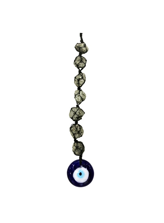 Latas Evil eye And Golden Pyrite Gemstone Hanging Crystal Healing Gift Home Office Wellness - Image 2
