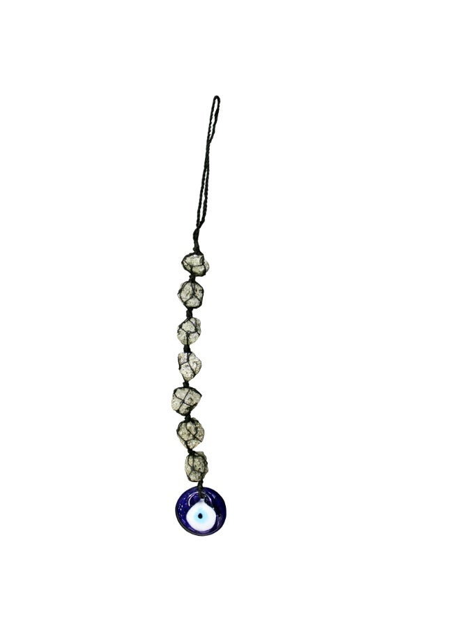 Latas Evil eye And Golden Pyrite Gemstone Hanging Crystal Healing Gift Home Office Wellness - Image 3