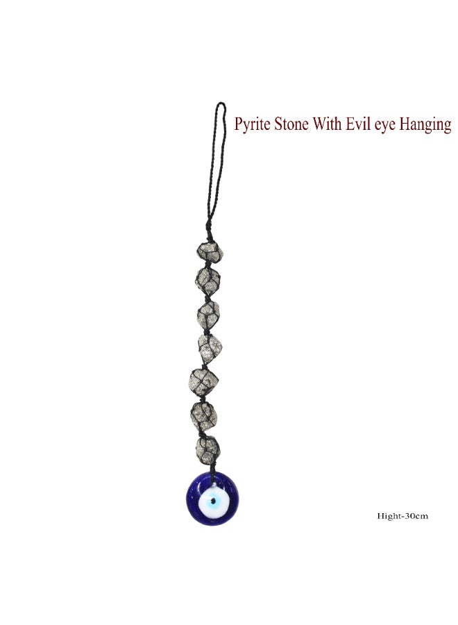 Latas Evil eye And Golden Pyrite Gemstone Hanging Crystal Healing Gift Home Office Wellness - Image 4