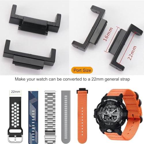 xinxingin 6PCS 16mm to 22mm Strap Adapter, Watch Strap Repair Connector Kit for Watch, 16-22mm, Shock Mod Kit(BLACK) - Image 2