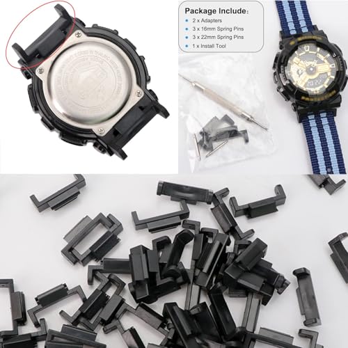 xinxingin 6PCS 16mm to 22mm Strap Adapter, Watch Strap Repair Connector Kit for Watch, 16-22mm, Shock Mod Kit(BLACK) - Image 3