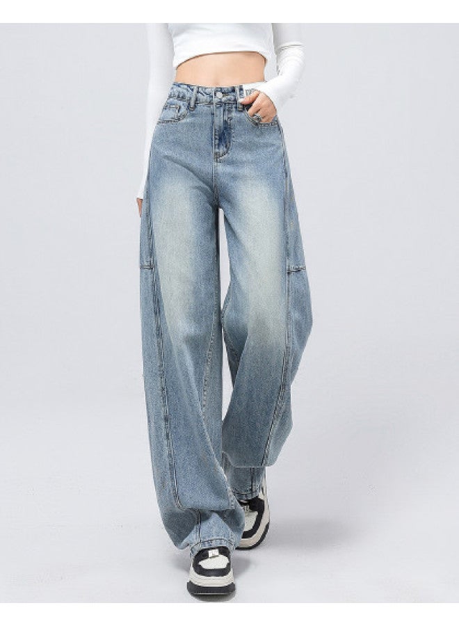 EPTISON 2025 Summer Women's Straight Leg Jeans Trendy Versatile Wide Leg Pants - Image 1