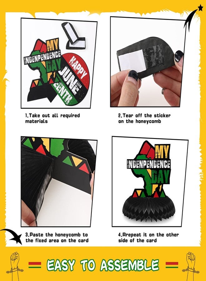 Funtery 9 Pack Happy Juneteenth Table Centerpiece Set June 19th Independence Day Freedom Day Party Decorations Fiesta Themed Party Supplies Patriotic Honeycomb Centerpieces for Juneteenth Party Decor Favors - Image 5