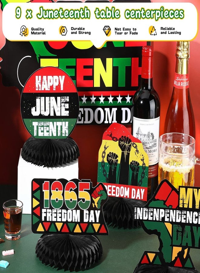 Funtery 9 Pack Happy Juneteenth Table Centerpiece Set June 19th Independence Day Freedom Day Party Decorations Fiesta Themed Party Supplies Patriotic Honeycomb Centerpieces for Juneteenth Party Decor Favors - Image 2