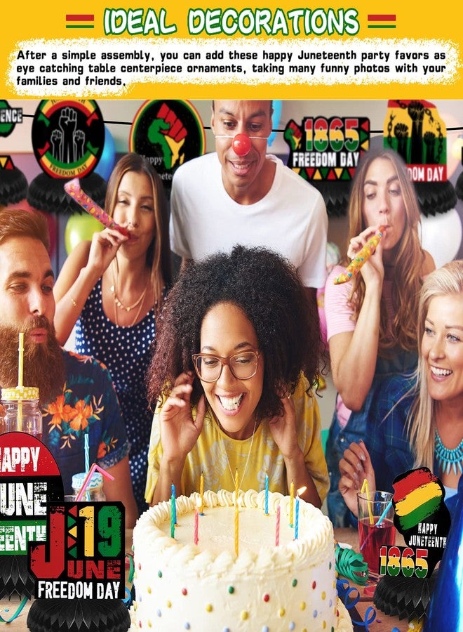 Funtery 9 Pack Happy Juneteenth Table Centerpiece Set June 19th Independence Day Freedom Day Party Decorations Fiesta Themed Party Supplies Patriotic Honeycomb Centerpieces for Juneteenth Party Decor Favors - Image 3
