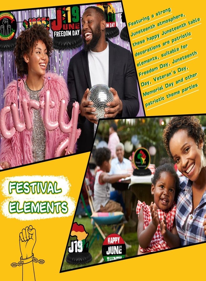Funtery 9 Pack Happy Juneteenth Table Centerpiece Set June 19th Independence Day Freedom Day Party Decorations Fiesta Themed Party Supplies Patriotic Honeycomb Centerpieces for Juneteenth Party Decor Favors - Image 4