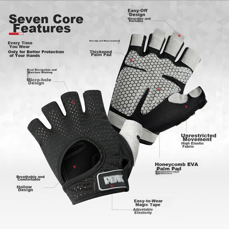 PEAK [Two-Pack] Fitness Gloves for Men And Women, Sports Cycling Fingerless Gloves for Pull-Ups And Weightlifting, Non-Slip Hand Protection L - Image 3