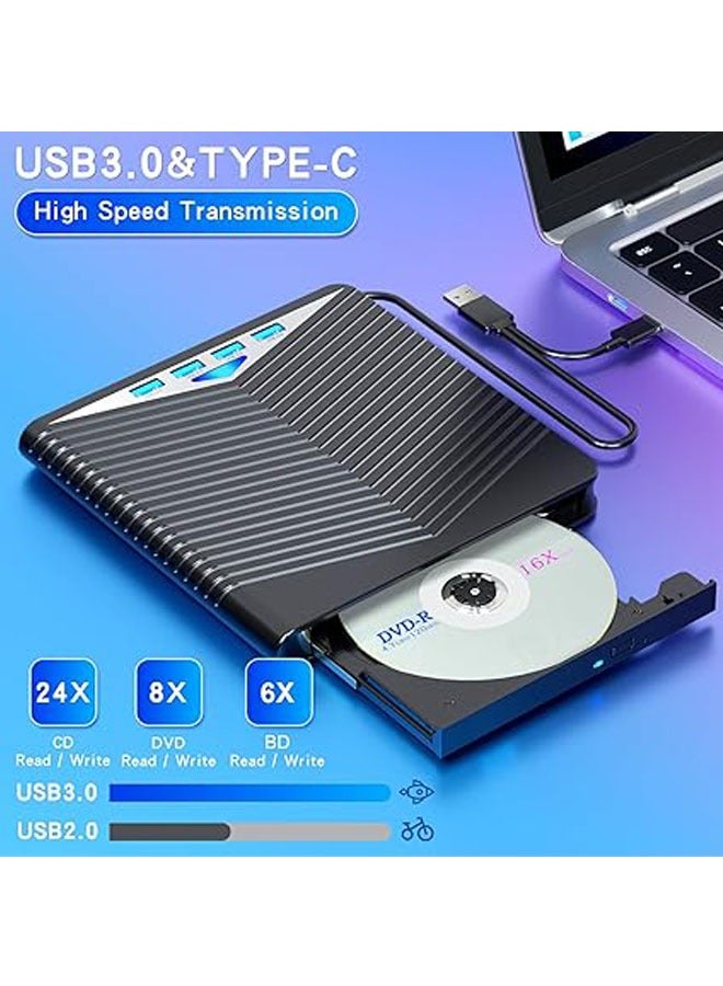 General USB 3.0 Portable External CD Drive - Plays DVD/CD - Compatible with External CD/DVD Drive - DVD/CD ROM Burner - High-speed data transfer  - Image 5