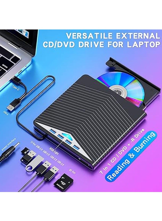 General USB 3.0 Portable External CD Drive - Plays DVD/CD - Compatible with External CD/DVD Drive - DVD/CD ROM Burner - High-speed data transfer  - Image 2