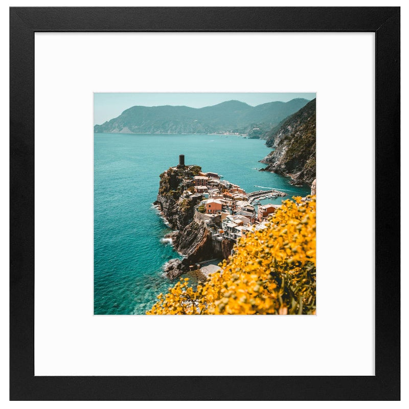 Frametory 12x12 Black Picture Frame Display Pictures 8x8 with Mat or 12 by 12 Without Mat Square Wall Frame for Print and Diamond Painting  Wide Molding 12x12 Black