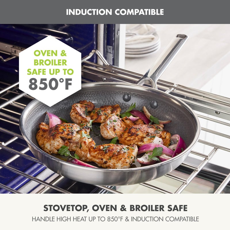 GreenPan Hybrid 10â€ Nonstick Stainless Steel Frying Pan, APEX Tri-Ply Thermobond PFAS-Free Ceramic Skillet, Induction & All Cooktop Compatible, Oven Temp to 850Â°F, Dishwasher Safe, Silver - Image 3