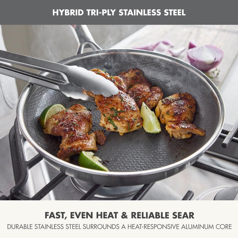 GreenPan Hybrid 10â€ Nonstick Stainless Steel Frying Pan, APEX Tri-Ply Thermobond PFAS-Free Ceramic Skillet, Induction & All Cooktop Compatible, Oven Temp to 850Â°F, Dishwasher Safe, Silver - Image 2