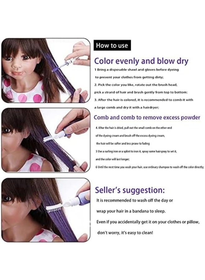 TEAYASON Temporary Hair Mascara Instantly Hair Color Dye Hair Color Chalk Comb Punky Color Washable Hair Dye Mascara for Dark & Light Hair Kids Girls Women Party Birthday Gifts, 6 Pcs - Image 5