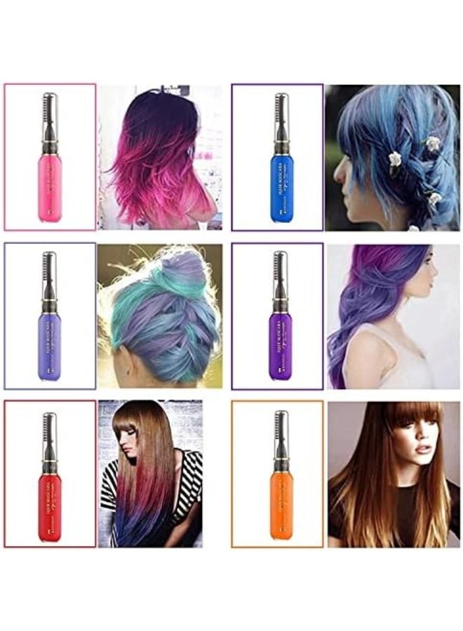 TEAYASON Temporary Hair Mascara Instantly Hair Color Dye Hair Color Chalk Comb Punky Color Washable Hair Dye Mascara for Dark & Light Hair Kids Girls Women Party Birthday Gifts, 6 Pcs - Image 3
