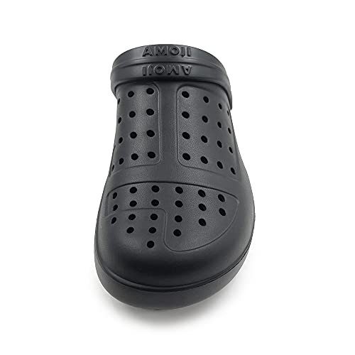 Amoji Winter Fluffy Clog Fur Lining Garden Shoes Warm Furry Indoor Lined House Fuzzy Fleece Slippers D8818 Black 8 Women/6 Men - Image 3