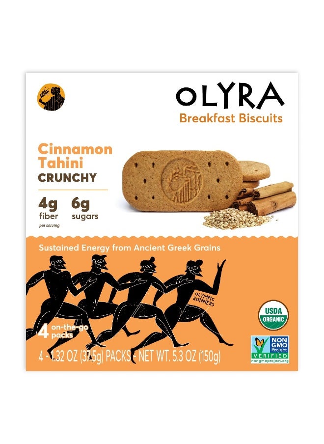 Olyra Olyra, Organic Breakfast Biscuits, Cinnamon Tahini, 4 Packs, 1.32 oz (37.5 g) Each  - Image 1