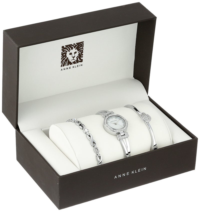 Anne Klein Women's Premium Crystal Accented Bangle Watch and Bracelet Set - Image 2