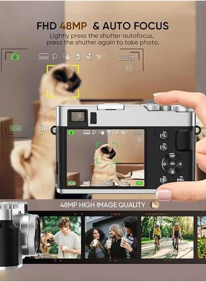 IqwiCam 4K Digital Camera, 48MP Digital Camera for Photography 16X Zoom Camera with 64GB Flash SD Card, Travel Portable Digital Camera with Autofocus Anti-Shake  - Image 5