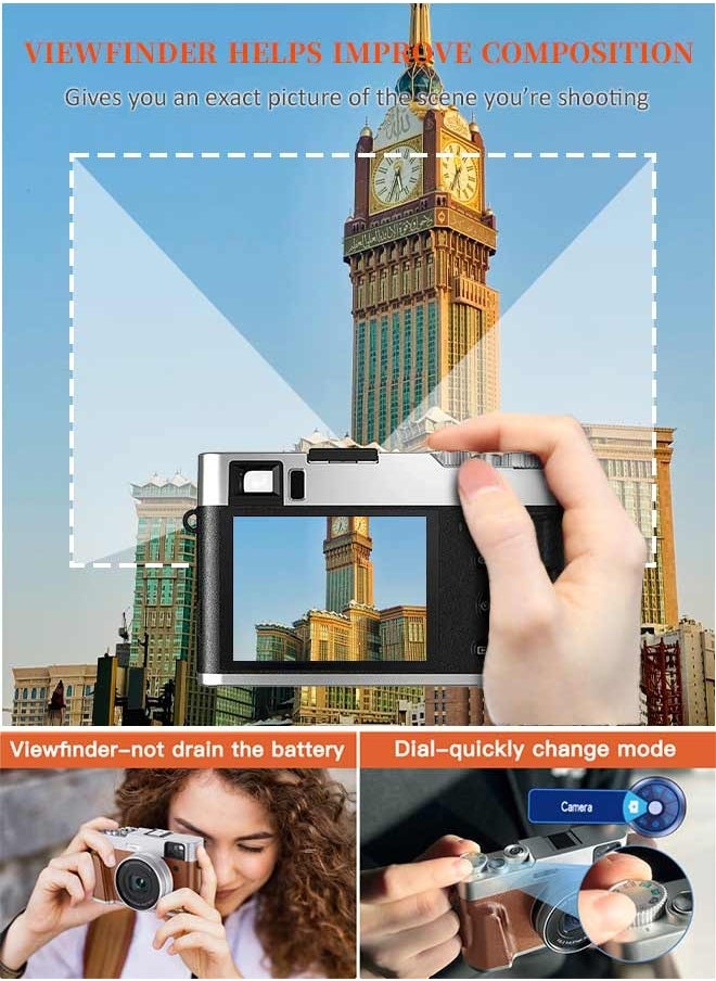 IqwiCam 4K Digital Camera, 48MP Digital Camera for Photography 16X Zoom Camera with 64GB Flash SD Card, Travel Portable Digital Camera with Autofocus Anti-Shake  - Image 2