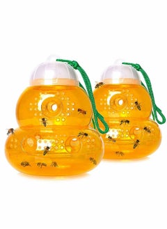 KASTWAVE Insect Trap, 2 Pack Bee Traps, Gourd Bee Traps, Wasp Trap For Hornet Bees Yellow Jackets, Insect Bee Catcher Non Toxic, Reusable, Hanging Outdoor Wasp Deterrent Killer  - Image 1