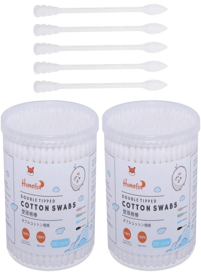 HOMEFOX White Cotton Swabs Spiral Pointed - 400 Count Organic Cotton Buds Double Side Tightly Wrapped Precision Cotton Tips Paper Stick Soft Gentle Lint-Free Cruelty-Free, Spiral & Pointy (White) - Image 1