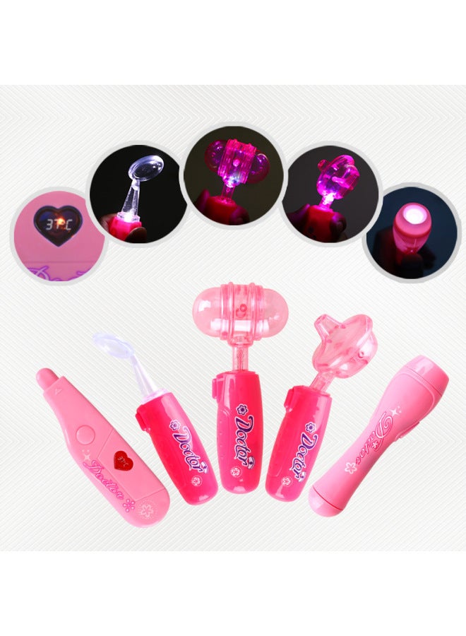 Chilosen Children's Playhouse Doctor Toy Medical Luggage Boy's And Girl's Simulation Trolley Case Medical Kit Set-Color:Pink - Image 2