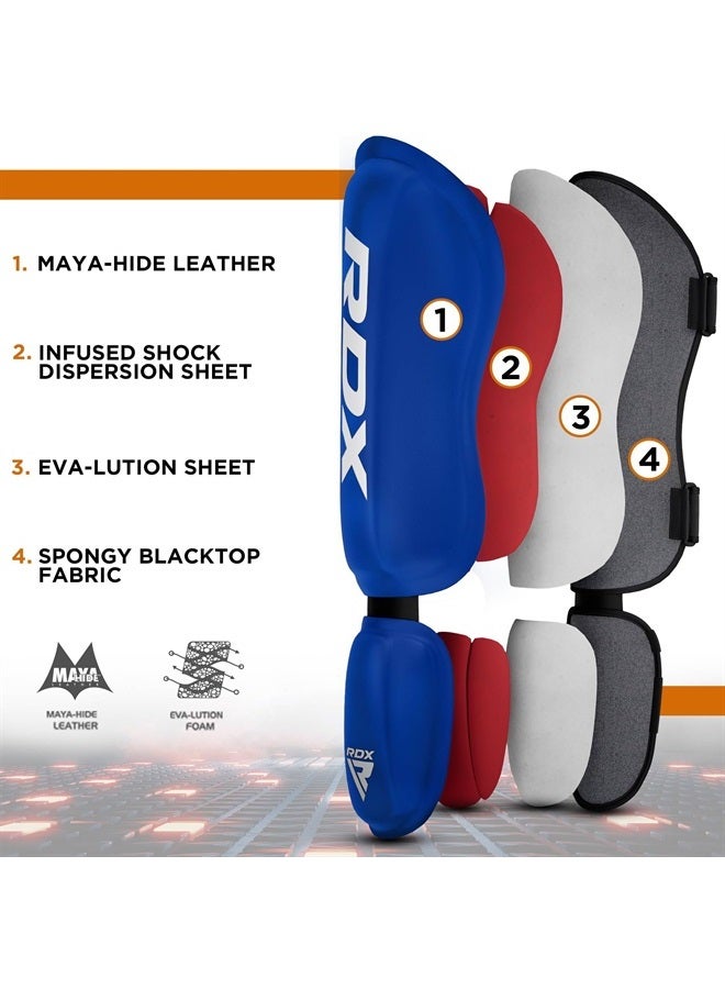 Rdx Shin Guards Kickboxing Muay Thai, SATRA SMMAF Approved, Premium Maya Hide Leather, Leg Instep Protection Pads, MMA Martial Arts Kicking Sparring Training Gear, BJJ Karate Boxing Taekwondo, Black - Image 2