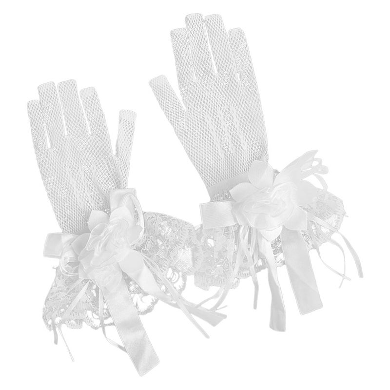 2 Pairs Simple Style Wedding Gloves Fashion Mesh Gloves Bridal Dress Gloves - Image 4
