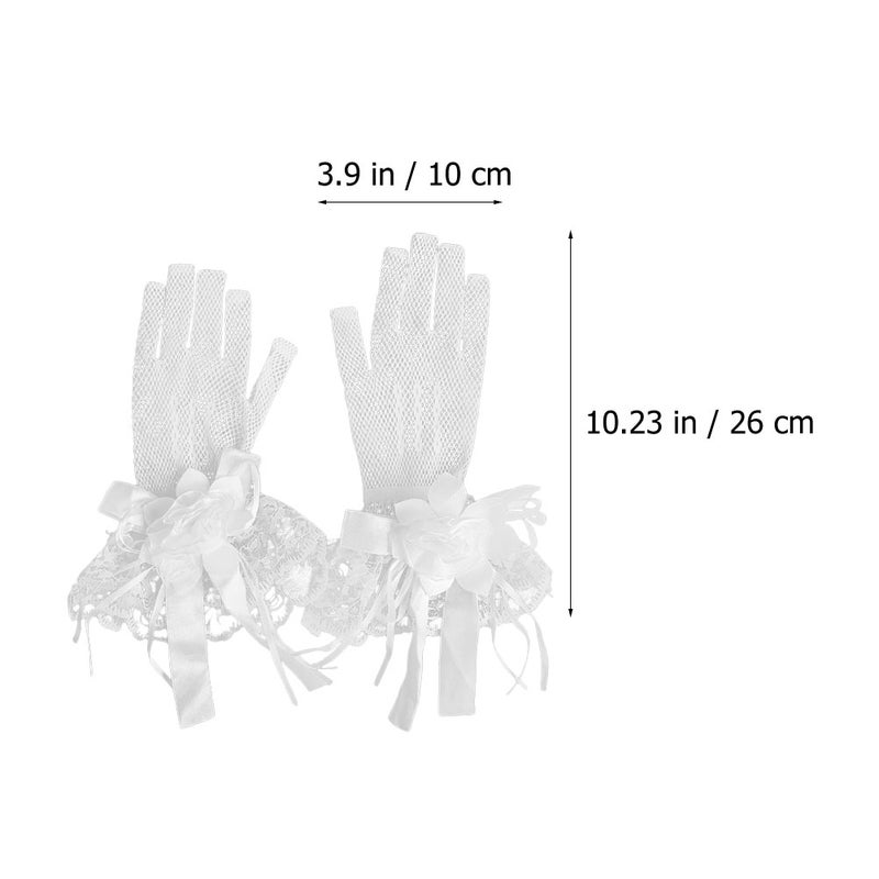 2 Pairs Simple Style Wedding Gloves Fashion Mesh Gloves Bridal Dress Gloves - Image 2