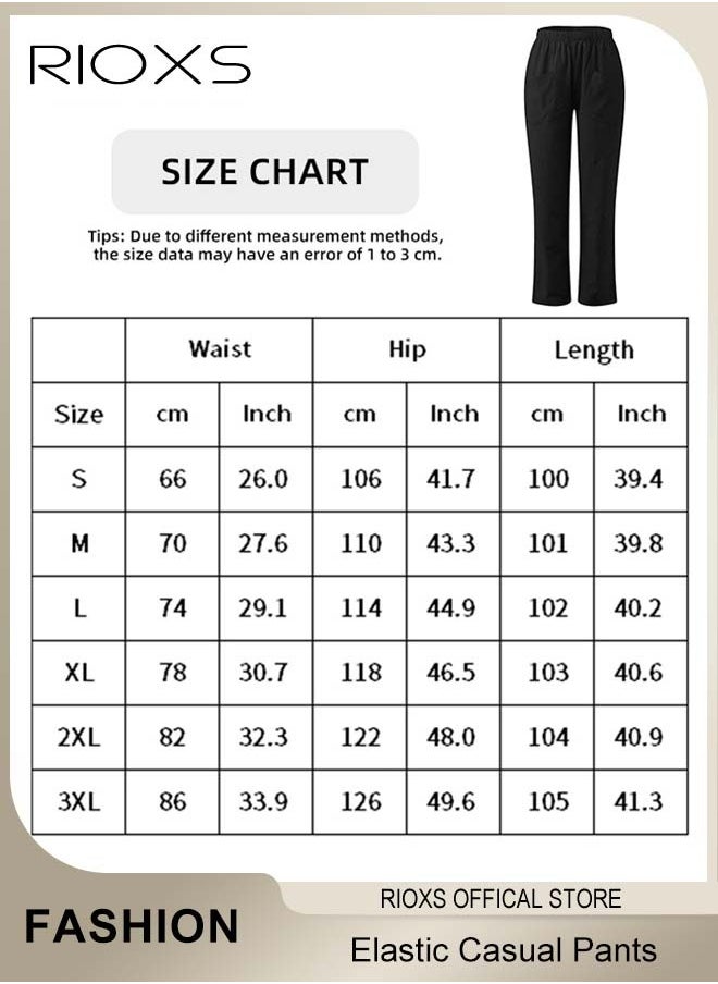 RIOXS - Women Casual Pants, Regular Fit Basic Trousers With Front Pockets, Women's Dual Pockets Cotton Linen Harem Pants, Ladies High Waisted Pants Trousers, Lounge Trousers For Women Work And Daily Wear - Image 1