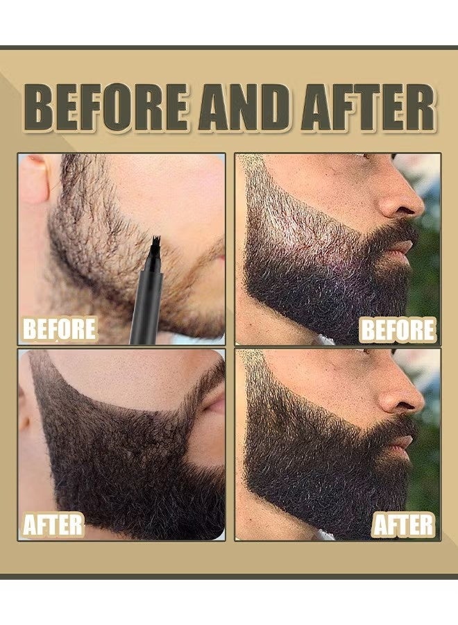 إيست مون اللحية ملء القلم، مقاومة للماء اللحية القلم اللحية تصميم القلم، اللحية السوداء صبغة اللحية مظلمة علامة تغطية طويلة الأمد النهاية الطبيعية للحية (الأسود) - Image 5