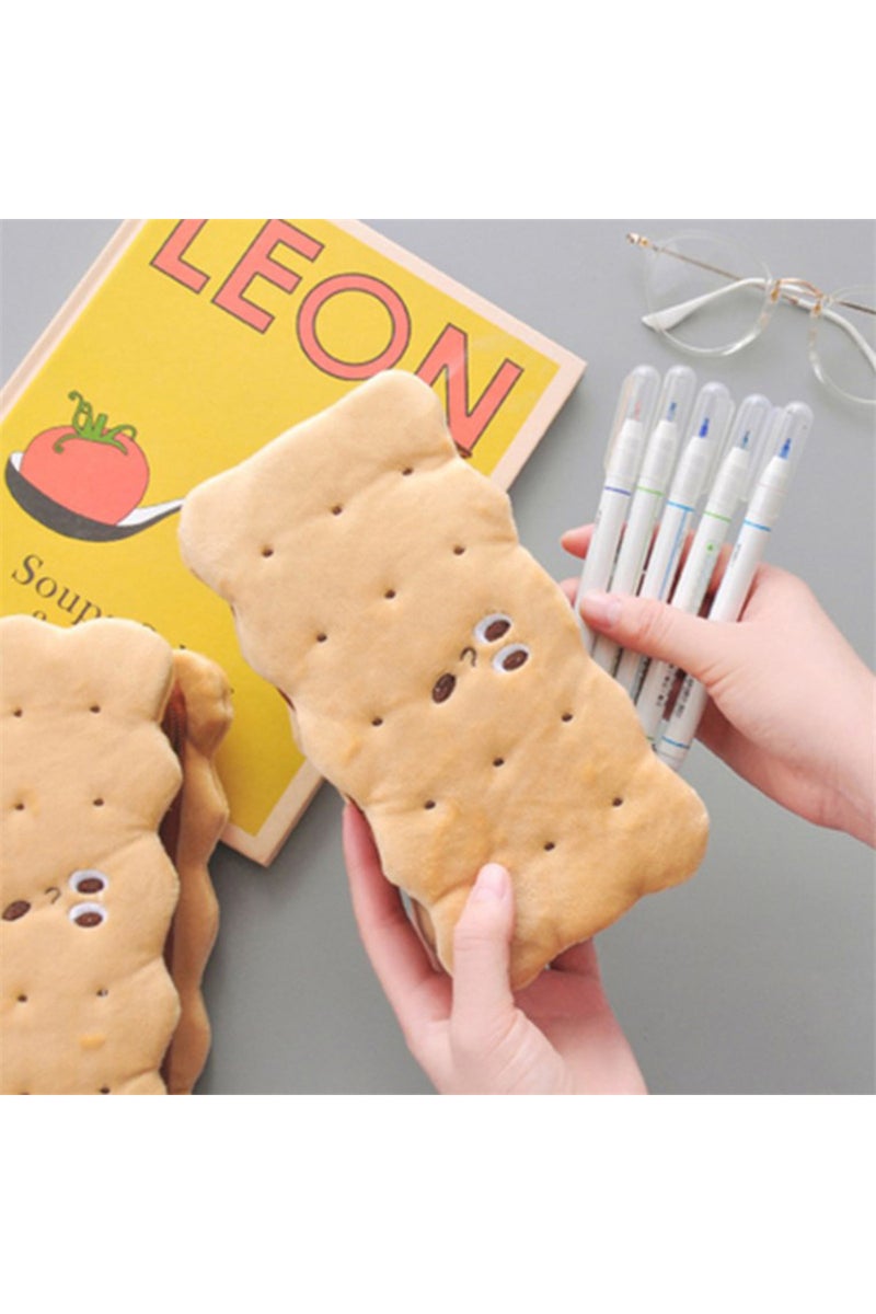 إيروريكس مقلمة كاواي مقاس واحد، سعة كبيرة، مصنوعة من القطيفة، مزينة برسومات كوكيز، حقيبة أقلام بنية اللون بتصميم كرتوني، مناسبة لمكتب البنات، مقاس صغير.