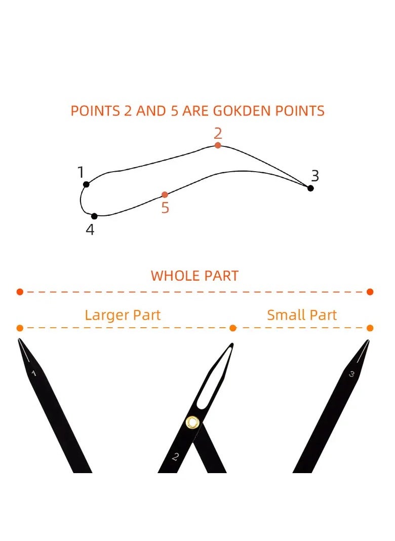 Goolsky 1pc Stainless Steel Microblading Balance Positioning Eyebrow Mapping Ruler,  Measurement Tool For Tattoo Measuring  - Image 2