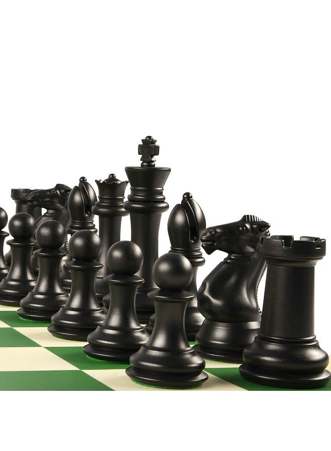 OUMODA 4" King Tournament Chess Set Foldable 20" Silicone Chess Board Mat with 2.2" Squares Green Color, Weighted Chess Pieces- 2 Extra Queens, Carrying Case for Storage and Travel - Image 4