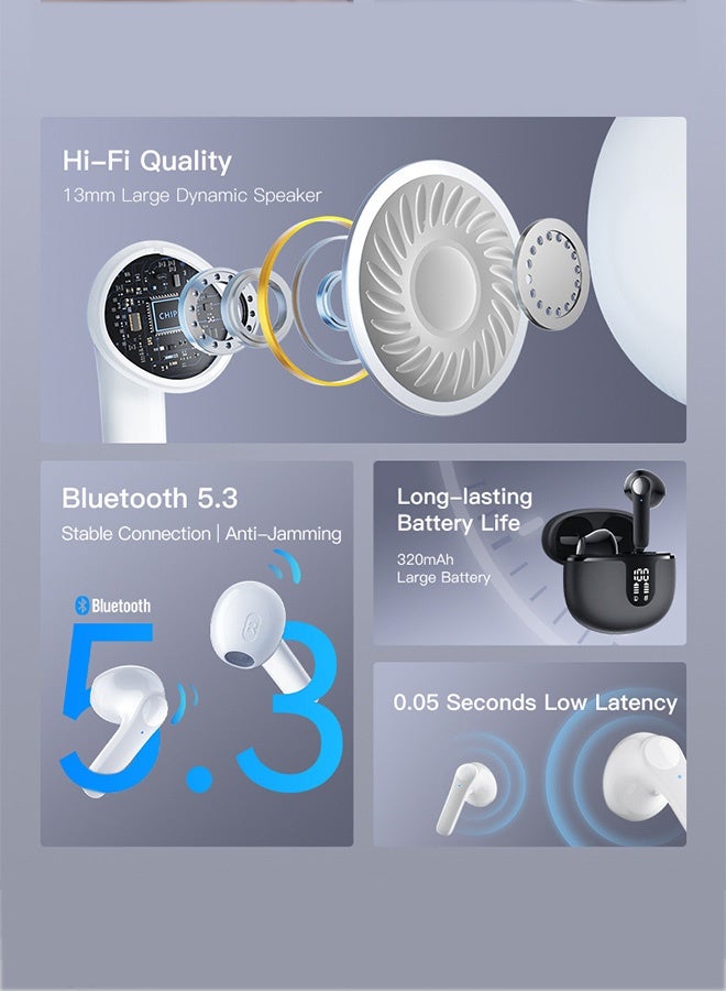 Bukela New TWS Waterproof Sports In-Ear Wireless Earbuds, Bluetooth Earphones with LED Digital Display for iPhone IOS Android Windows Black - Image 3