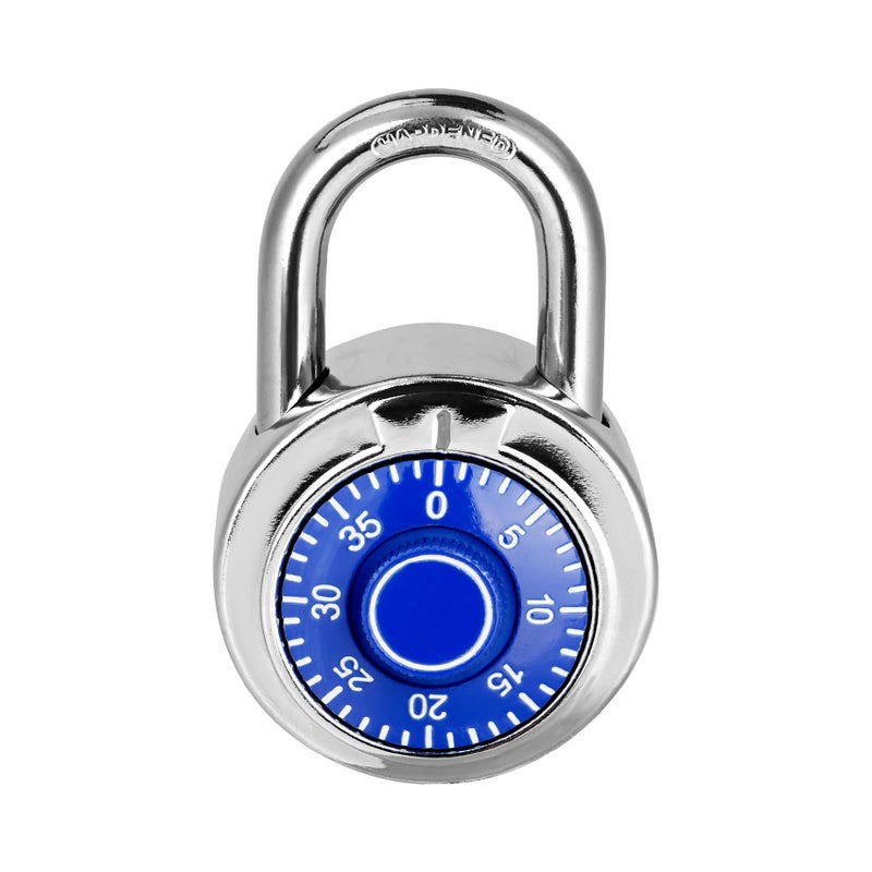 HZSY Combination Padlock 1 Pack, Fixed Dial Combination Padlock with Different Combinations, 2 in. Wide. Blue Turntable, Lock for Gym & Locker, School, Toolbox, and More - Image 1