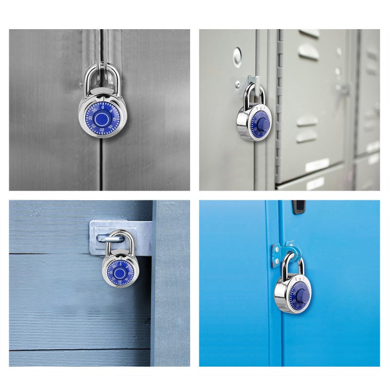 HZSY Combination Padlock 1 Pack, Fixed Dial Combination Padlock with Different Combinations, 2 in. Wide. Blue Turntable, Lock for Gym & Locker, School, Toolbox, and More - Image 5