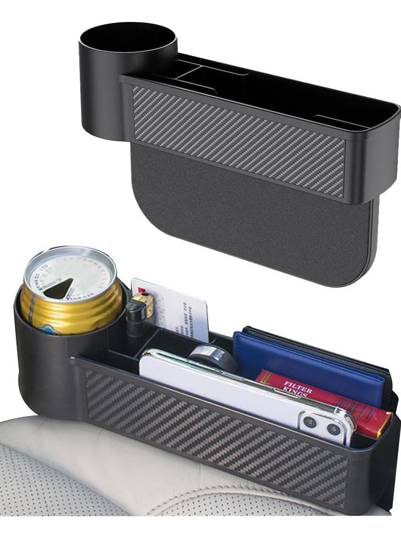 Generic Car Seat Gap Filler, Car Seat Organizer with Cup Holder, Practical Car Seat Storage Box for Car Accessories Interior,Holding Phone, Wallet, Cup 1PC Black  - Image 1