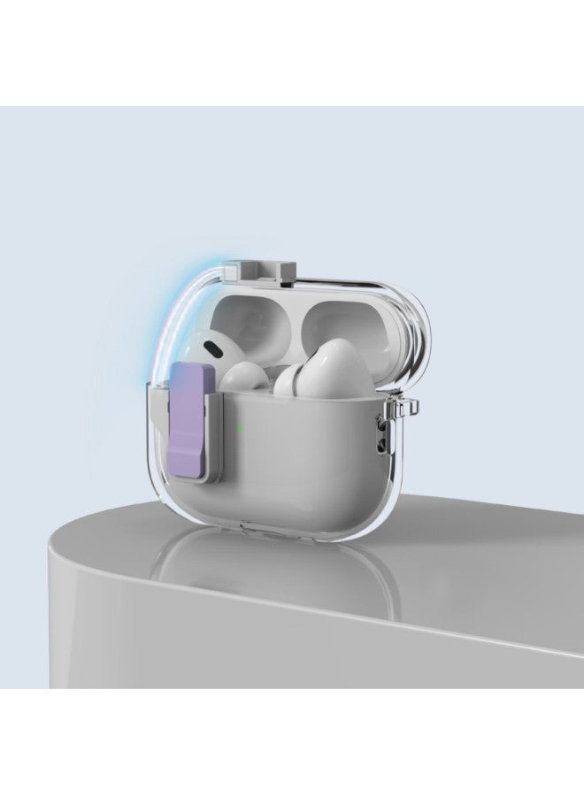 Suitable For Apple Airpods4 Wireless Bluetooth Headphone Case Elastic Cover Lock Buckle Full Transparent Soft Rubber Anti-drop Case Pro2-Color:Transparent Powder-Applicable Models:airpods 4  - Image 2