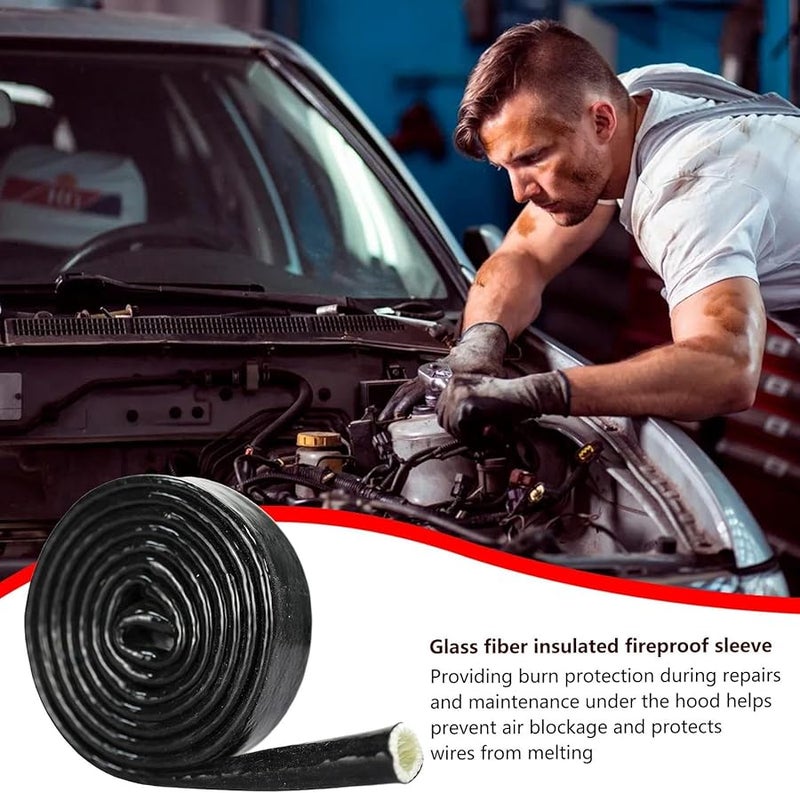 غطاية واقية من الحرارة 1 2 سم قطر غطاء سلك من الألياف الزجاجية درع خرطوم مقاوم للحرارة - Image 3