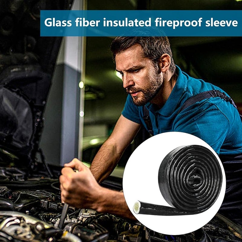 غطاية واقية من الحرارة 1 2 سم قطر غطاء سلك من الألياف الزجاجية درع خرطوم مقاوم للحرارة - Image 5