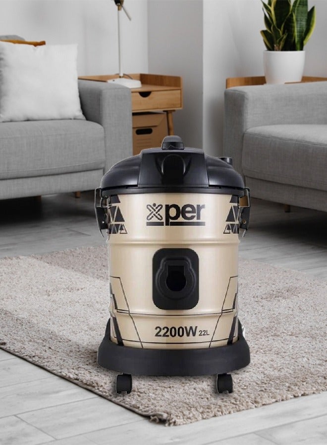 إكسبير مكنسة برميل - 2200 وات - 22 لتر - ذهبي*أسود - XPVC-22W22L-23 - Image 4