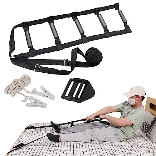 ZUEXT Bed Ladder Assist 160 Inch, Black Pull Up Assist Device w/ 5 Handles Grips, Adjustable Rope Ladder Straps, Sit Up Handle Helper for Elderly Seniors Adults Pregnant Injury Handicapped Patients - Image 1