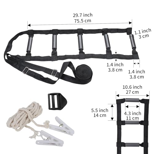 ZUEXT Bed Ladder Assist 160 Inch, Black Pull Up Assist Device w/ 5 Handles Grips, Adjustable Rope Ladder Straps, Sit Up Handle Helper for Elderly Seniors Adults Pregnant Injury Handicapped Patients - Image 2