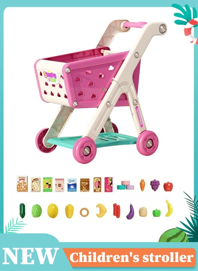 Simulated shopping cart toys, Children's handcart shopping toys, Simulated shopping cart, Fun accessories, Fruits and Vegetables, Snack box, Role playing toys, Children's toys  - Image 1