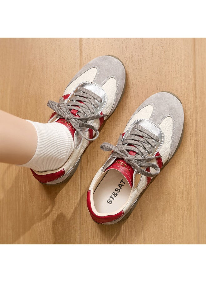 St&Sat Saturday Silver Women's Shoes 26 Spring Women's Casual Shoes Versatile German Training Shoes Women's Leather Sports Shoes Women's Running - Image 3