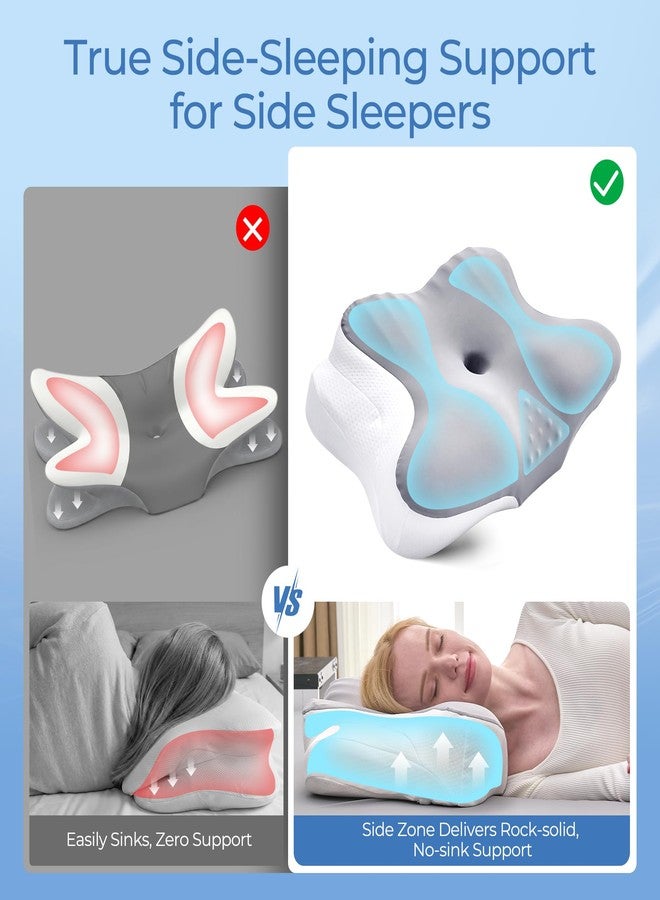 BDEUS Ergonomic Cervical Neck Pillow for Sleeping - Memory Foam Pillow with Massage Nodes for Neck Pain Relief, Side Sleeper & Back Support, CertiPUR-US Certified, Grey - Image 2